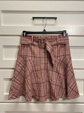 Belted Gianni Bini Plaid Skirt